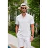 COOFANDY Men Casual Henley Tee Shirt Short Sleeve Band Collar Summer Beach Textured T-Shirt(White)