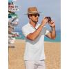 COOFANDY Men Casual Henley Tee Shirt Short Sleeve Band Collar Summer Beach Textured T-Shirt(White)