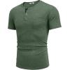 COOFANDY Men Casual Shirt Short Sleeve Summer Basic T Shirt Pocket Soild Tee Top(Army Green)