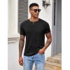 COOFANDY Men Casual Shirt Short Sleeve Summer Basic T Shirt Pocket Soild Tee Top(Black)