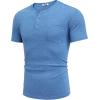 COOFANDY Men Casual Shirt Short Sleeve Summer Basic T Shirt Pocket Soild Tee Top(Blue1)