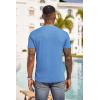 COOFANDY Men Casual Shirt Short Sleeve Summer Basic T Shirt Pocket Soild Tee Top(Blue1)