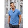 COOFANDY Men Casual Shirt Short Sleeve Summer Basic T Shirt Pocket Soild Tee Top(Blue1)