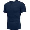 COOFANDY Men Casual Shirt Short Sleeve Summer Basic T Shirt Pocket Soild Tee Top(Dark Blue)