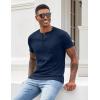COOFANDY Men Casual Shirt Short Sleeve Summer Basic T Shirt Pocket Soild Tee Top(Dark Blue)