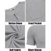 COOFANDY Men Casual Shirt Short Sleeve Summer Basic T Shirt Pocket Soild Tee Top(Grey)