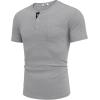 COOFANDY Men Casual Shirt Short Sleeve Summer Basic T Shirt Pocket Soild Tee Top(Grey)