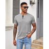COOFANDY Men Casual Shirt Short Sleeve Summer Basic T Shirt Pocket Soild Tee Top(Light Gray)