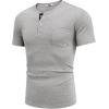 COOFANDY Men Casual Shirt Short Sleeve Summer Basic T Shirt Pocket Soild Tee Top(Light Gray)