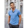 COOFANDY Men Casual Shirt Short Sleeve Summer Basic T Shirt Pocket Soild Tee Top(Lightblue)