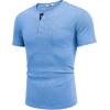 COOFANDY Men Casual Shirt Short Sleeve Summer Basic T Shirt Pocket Soild Tee Top(Lightblue)
