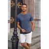 COOFANDY Men Casual Shirt Short Sleeve Summer Basic T Shirt Pocket Soild Tee Top(Navy Blue)
