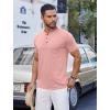 COOFANDY Men Casual Shirt Short Sleeve Summer Basic T Shirt Pocket Soild Tee Top(Pink)