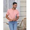 COOFANDY Men Casual Shirt Short Sleeve Summer Basic T Shirt Pocket Soild Tee Top(Pink)