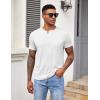 COOFANDY Men Casual Shirt Short Sleeve Summer Basic T Shirt Pocket Soild Tee Top(White)