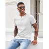COOFANDY Men Casual Shirt Short Sleeve Summer Basic T Shirt Pocket Soild Tee Top(White)