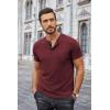 COOFANDY Men Casual Shirt Short Sleeve Summer Basic T Shirt Pocket Soild Tee Top(Wine)