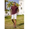 COOFANDY Men Casual Shirt Short Sleeve Summer Basic T Shirt Pocket Soild Tee Top(Wine)