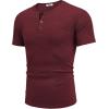 COOFANDY Men Casual Shirt Short Sleeve Summer Basic T Shirt Pocket Soild Tee Top(Wine)