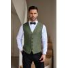 COOFANDY Men Casual Suit Vest Formal Dress Vest Slim Fit Waistcoat Business Wedding(Army Green)