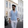 COOFANDY Men Casual Suit Vest Formal Dress Vest Slim Fit Waistcoat Business Wedding(Plaid Blazer- Sky Blue)