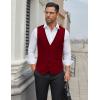 COOFANDY Men Casual Suit Vest Formal Dress Vest Slim Fit Waistcoat Business Wedding(Wine Red)