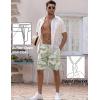 COOFANDY Men Casual Summer Beach Shorts Elastic Waist Drawstring Flat Front Short(A-green-palm Leaf)