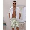 COOFANDY Men Casual Summer Beach Shorts Elastic Waist Drawstring Flat Front Short(A-green-palm Leaf)