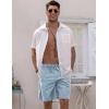 COOFANDY Men Casual Summer Beach Shorts Elastic Waist Drawstring Flat Front Short(A-light Blue)