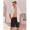 COOFANDY Men Casual Summer Beach Shorts Elastic Waist Drawstring Flat Front Short(Black)