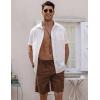 COOFANDY Men Casual Summer Beach Shorts Elastic Waist Drawstring Flat Front Short(Brown)