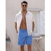 COOFANDY Men Casual Summer Beach Shorts Elastic Waist Drawstring Flat Front Short(Dark Blue)