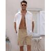 COOFANDY Men Casual Summer Beach Shorts Elastic Waist Drawstring Flat Front Short(Dark Khaki)