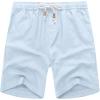 COOFANDY Men Casual Summer Beach Shorts Elastic Waist Drawstring Flat Front Short(Light Blue)