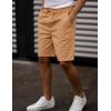 COOFANDY Men Casual Summer Beach Shorts Elastic Waist Drawstring Flat Front Short(Light Tan)