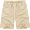 COOFANDY Men Casual Summer Beach Shorts Elastic Waist Drawstring Flat Front Short(Linen Khaki)