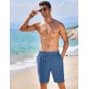 COOFANDY Men Casual Summer Beach Shorts Elastic Waist Drawstring Flat Front Short(Navy)