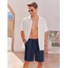 COOFANDY Men Casual Summer Beach Shorts Elastic Waist Drawstring Flat Front Short(Navy Blue)
