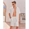 COOFANDY Men Casual Summer Beach Shorts Elastic Waist Drawstring Flat Front Short(White)
