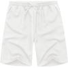 COOFANDY Men Casual Summer Beach Shorts Elastic Waist Drawstring Flat Front Short(White)