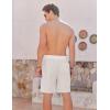 COOFANDY Men Casual Summer Beach Shorts Elastic Waist Drawstring Flat Front Short(White)