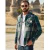 COOFANDY Men Flannel Jackets Full Zip Up Plaid Shirt Shackets Cotton Lightweight Jackets Casual Stylish Fall Jackets 2024(Army Green)