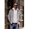 COOFANDY Men Flannel Jackets Full Zip Up Plaid Shirt Shackets Cotton Lightweight Jackets Casual Stylish Fall Jackets 2024(Light Grey)