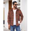 COOFANDY Men Flannel Jackets Full Zip Up Plaid Shirt Shackets Cotton Lightweight Jackets Casual Stylish Fall Jackets 2024(Orange)