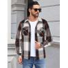 COOFANDY Men Flannel Jackets Full Zip Up Plaid Shirt Shackets Cotton Lightweight Jackets Casual Stylish Fall Jackets 2024(Orange/White)