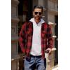 COOFANDY Men Flannel Jackets Full Zip Up Plaid Shirt Shackets Cotton Lightweight Jackets Casual Stylish Fall Jackets 2024(Red)