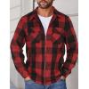 COOFANDY Men Flannel Jackets Full Zip Up Plaid Shirt Shackets Cotton Lightweight Jackets Casual Stylish Fall Jackets 2024(Red)