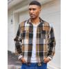 COOFANDY Men Flannel Shirt Casual Button Down Shirt Jacket Long Sleeve Plaid Shirts with Pockets(Black-khaki Plaid)