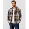 COOFANDY Men Flannel Shirt Casual Button Down Shirt Jacket Long Sleeve Plaid Shirts with Pockets(Black-khaki Plaid)