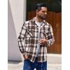 COOFANDY Men Flannel Shirt Casual Button Down Shirt Jacket Long Sleeve Plaid Shirts with Pockets(Brown)